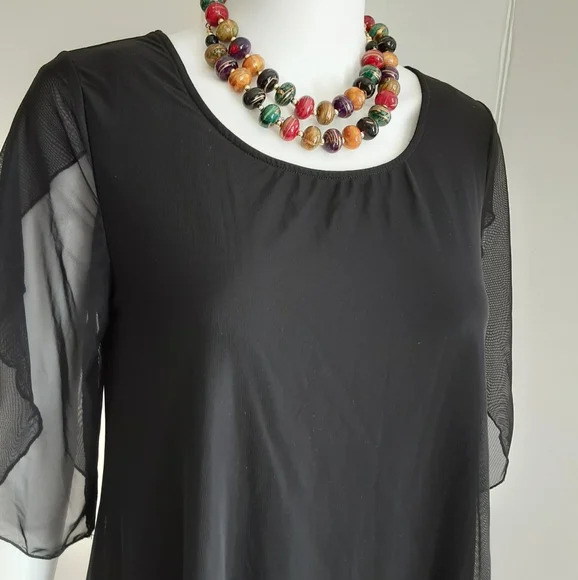 NWOT SESE CODE BLACK MESH TULIP TUNIC SLEEVE TOP - Picture 4 of 10